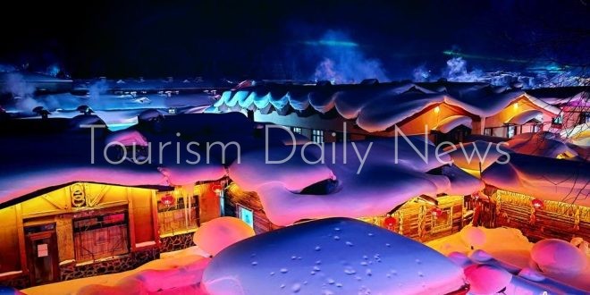 لوحة مغطاة بالقصة.. “قرية الثلج” بالصين تستقبل الزوار فى عيد الربيع