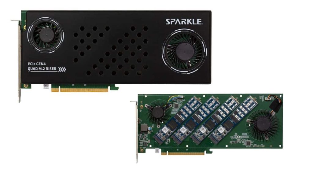 Sparkle تقدم بطاقة التخزين PCIe Gen 4 Quad M.2 Riser