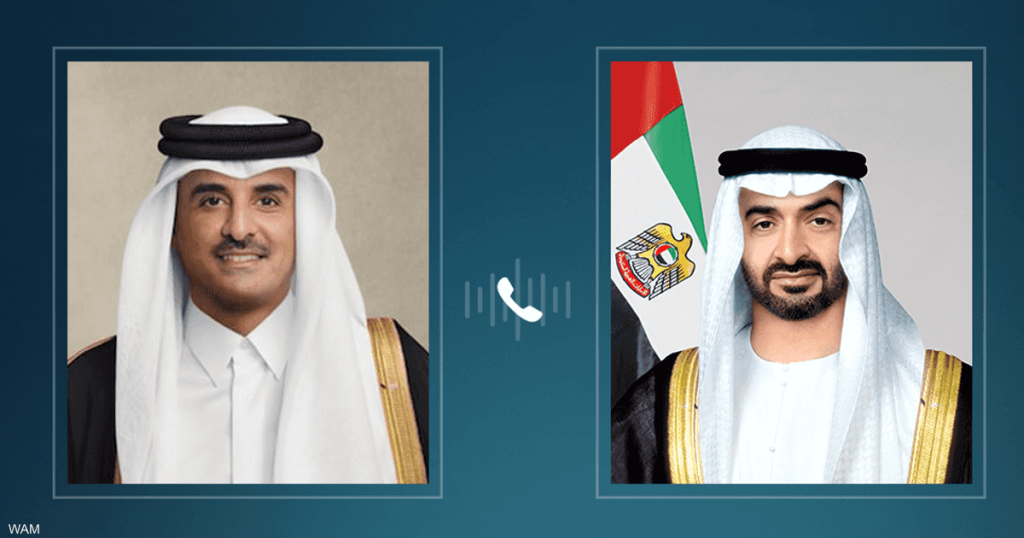رئيس دولة الإمارات وأمير قطر يبحثان التطورات في المنطقة