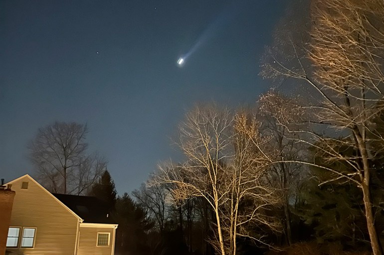 FILE - This photo provided by Brian Glenn shows what appears to be multiple drones flying over Bernardsville, N.J., on Thursday, Dec. 5, 2024 (Brian Glenn/TMX via AP, File)