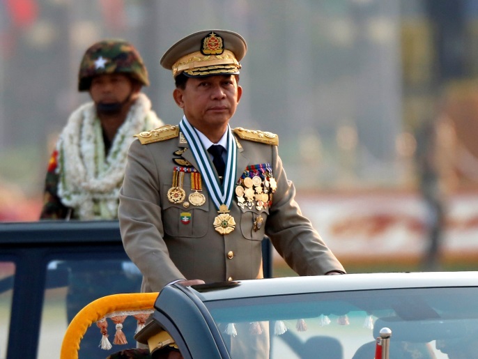 Myanmar's General Min Aung Hlaing takes part during a parade to mark the 72nd Armed Forces Day in the capital Naypyitaw, Myanmar March 27, 2017. REUTERS/Soe Zeya Tun