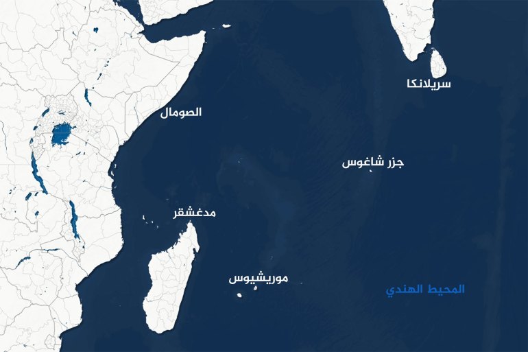 تصميم خاص خريطة جزر شاغوس المحيط الهندي موريشيوس مدغشقر الصومال سريلانكا