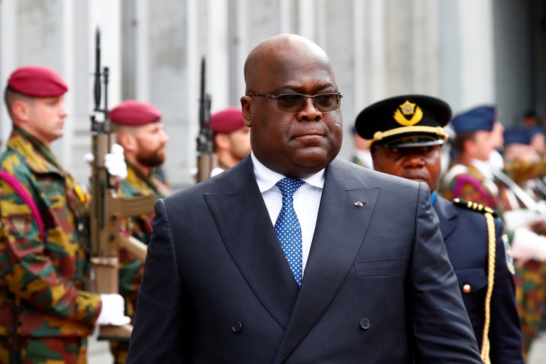 Felix Tshisekedi, President of the Democratic Republic of Congo, review troops during a welcoming ceremony at the Egmont Palace in Brussels, Belgium September 17, 2019. REUTERS/Francois Lenoir