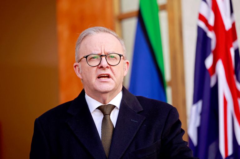 Australia’s Prime Minister Anthony Albanese speaks during a press conference in Canberra on August 11, 2025.