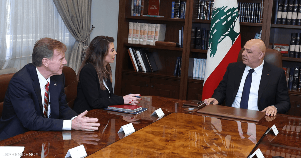 خلال لقائه أورتاغوس.. عون يطالب بوقف الغارات الإسرائيلية