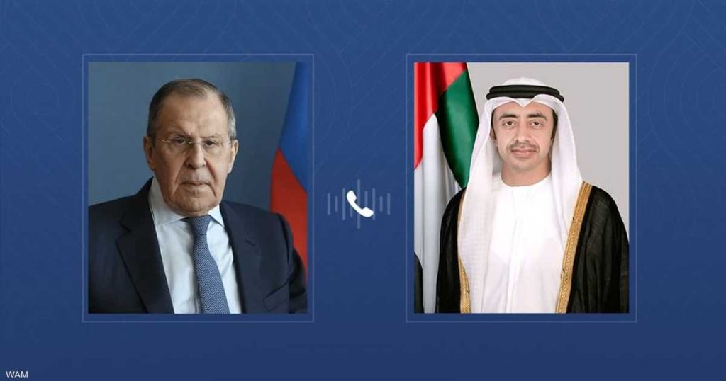 عبدالله بن زايد يتلقى اتصالا هاتفيا من وزير الخارجية الروسي